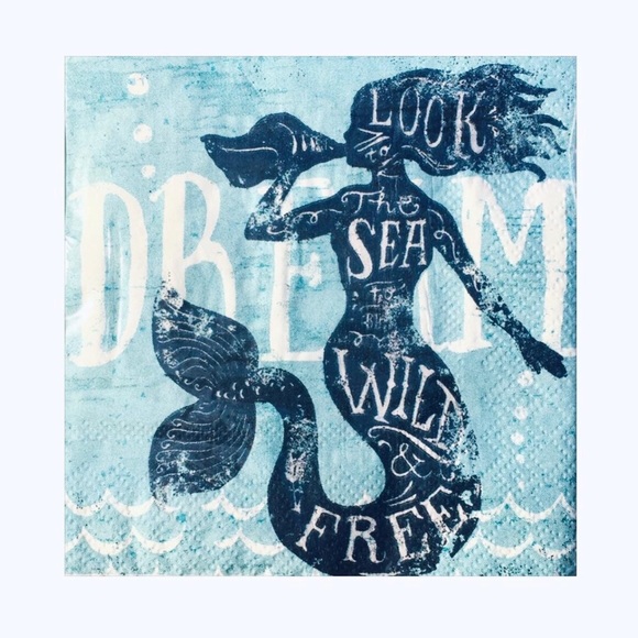 Cypress Home Mermaid Dream Cocktail Beverage  Paper Napkins, 40 ct - Picture 2 of 3